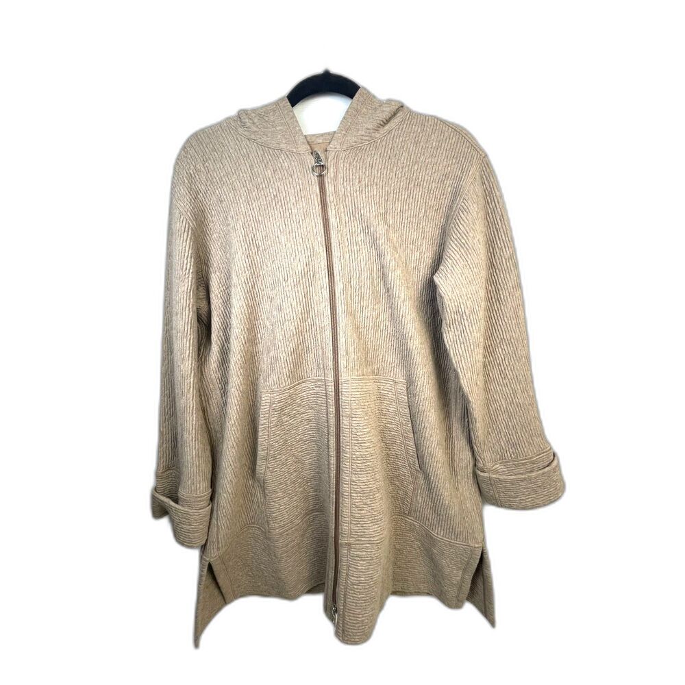Lululemon‎ Along the Way Hoodie XL Beige Full Zip Textured Longline